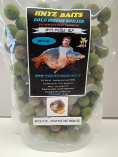 Soluble - rozpustné boilie - Hmyz/Mušle GLM - 20mm - 1kg